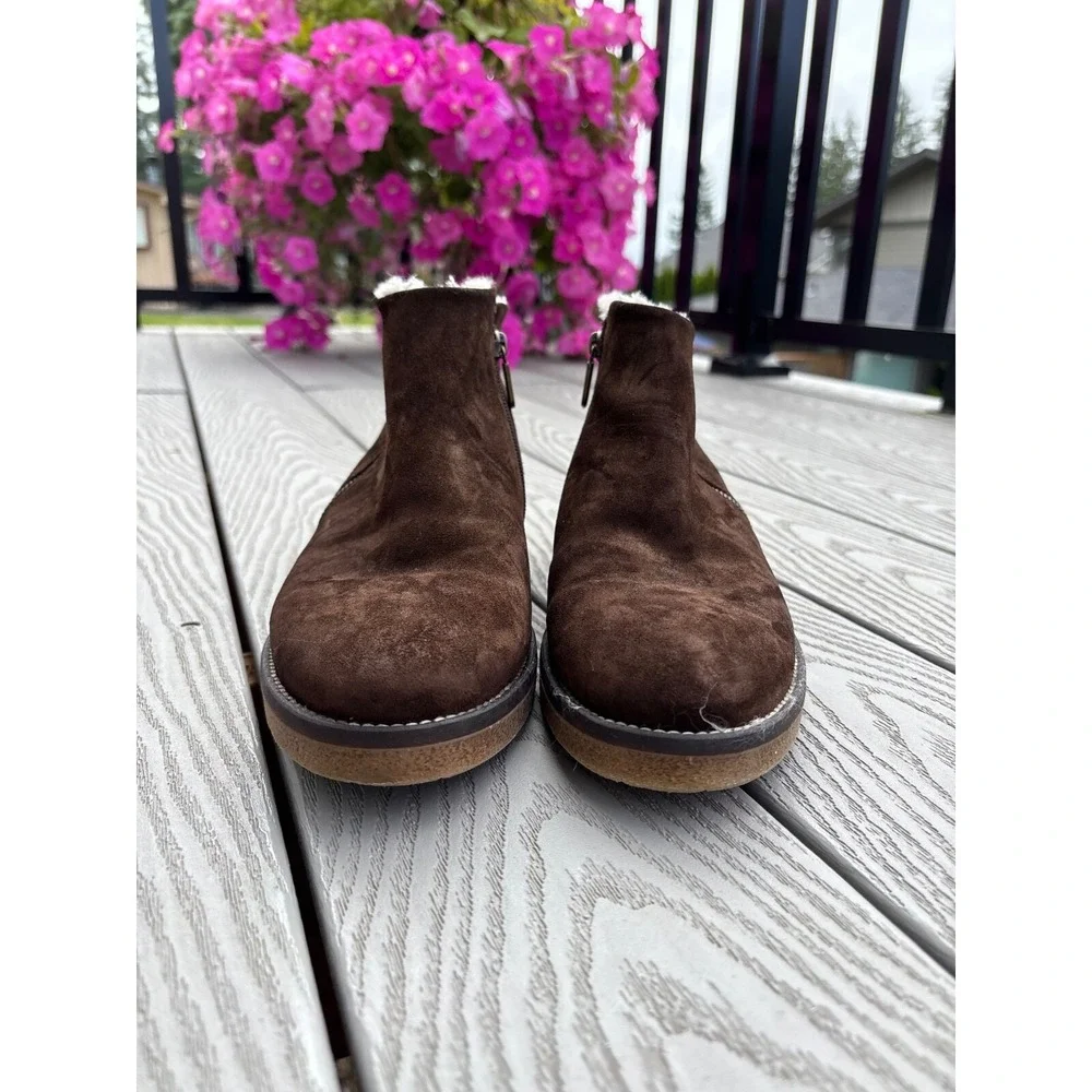 Italeau Waterproof Foliana Suede Round Toe‎ Ankle Zip Booties US Size 10.5